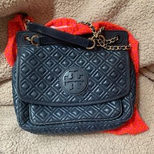 Navy Quilted Tory Burch Shoulder Bag